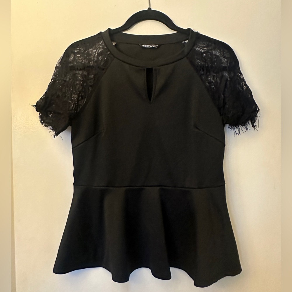 Black lace sleeve top